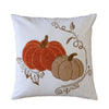 Niva Square Throw Pillow | Embroidered Rust Pumpkins | White Cotton 20"