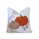 Niva Square Throw Pillow | Embroidered Rust Pumpkins | White Cotton 20"