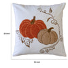 Niva Square Throw Pillow | Embroidered Rust Pumpkins | White Cotton 20"