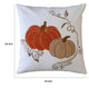 Niva Square Throw Pillow | Embroidered Rust Pumpkins | White Cotton 20"