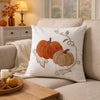 Niva Square Throw Pillow | Embroidered Rust Pumpkins | White Cotton 20"
