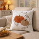 Niva Square Throw Pillow | Embroidered Rust Pumpkins | White Cotton 20"