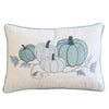 Niva Lumbar Pillow | Blue Embroidered Pumpkin | Ivory Cotton-Blend 14x20