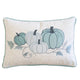 Niva Lumbar Pillow | Blue Embroidered Pumpkin | Ivory Cotton-Blend 14x20