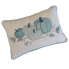 Niva Lumbar Pillow | Blue Embroidered Pumpkin | Ivory Cotton-Blend 14x20