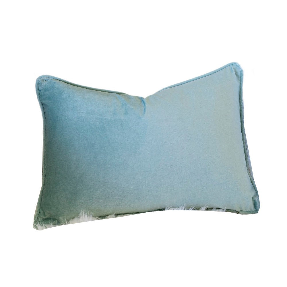 Niva Lumbar Pillow | Blue Embroidered Pumpkin | Ivory Cotton-Blend 14x20