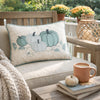 Niva Lumbar Pillow | Blue Embroidered Pumpkin | Ivory Cotton-Blend 14x20