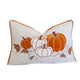 Niva Lumbar Pillow | Rust Embroidered Pumpkin | Ivory Cotton-Blend 14x20