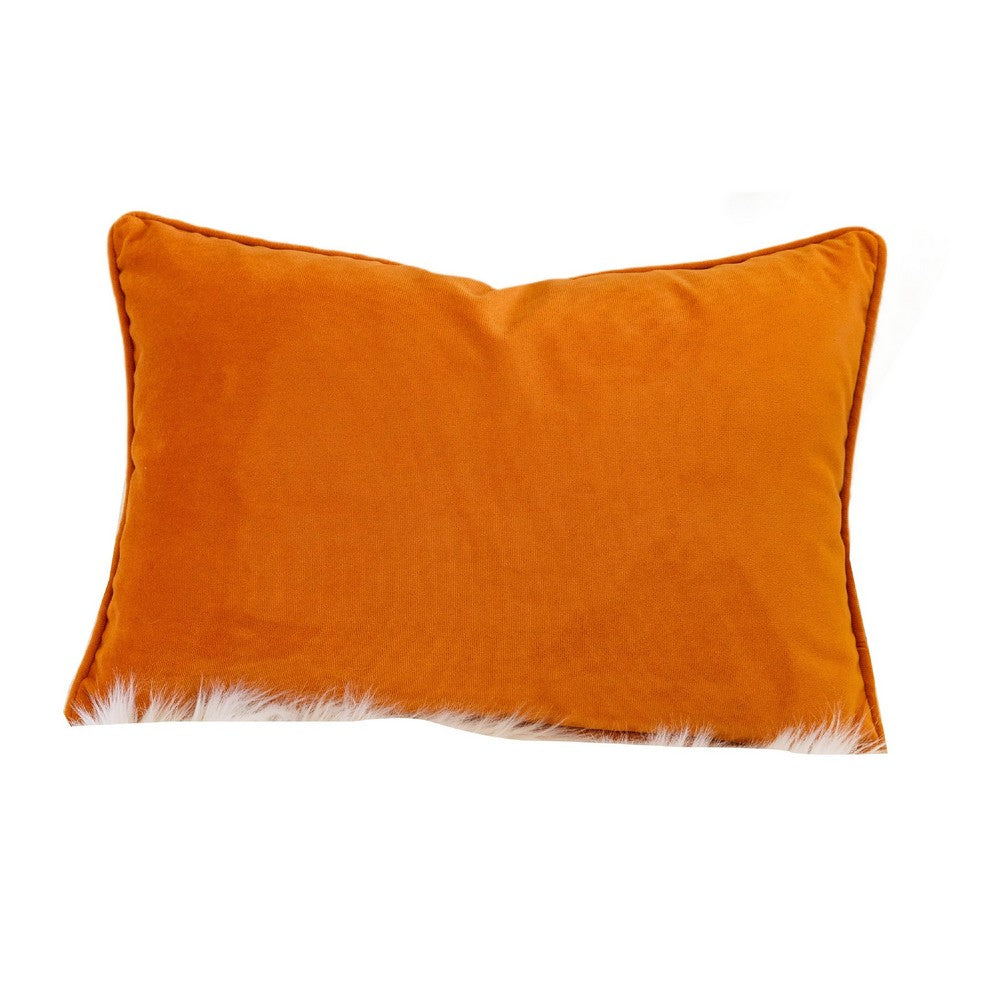 Niva Lumbar Pillow | Rust Embroidered Pumpkin | Ivory Cotton-Blend 14x20