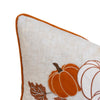 Niva Lumbar Pillow | Rust Embroidered Pumpkin | Ivory Cotton-Blend 14x20