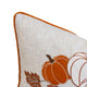 Niva Lumbar Pillow | Rust Embroidered Pumpkin | Ivory Cotton-Blend 14x20