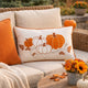 Niva Lumbar Pillow | Rust Embroidered Pumpkin | Ivory Cotton-Blend 14x20