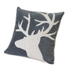 Lopa Square Throw Pillow | Holiday Reindeer Embroidery | Gray Velvet 20"
