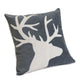 Lopa Square Throw Pillow | Holiday Reindeer Embroidery | Gray Velvet 20"