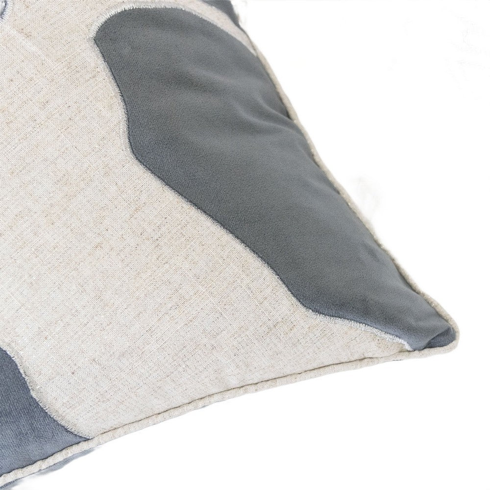 Lopa Square Throw Pillow | Holiday Reindeer Embroidery | Gray Velvet 20"
