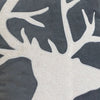 Lopa Square Throw Pillow | Holiday Reindeer Embroidery | Gray Velvet 20"