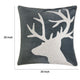 Lopa Square Throw Pillow | Holiday Reindeer Embroidery | Gray Velvet 20"