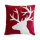 Lopa Square Throw Pillow | Holiday Reindeer Embroidery | Red Velvet 20"