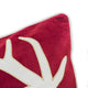 Lopa Square Throw Pillow | Holiday Reindeer Embroidery | Red Velvet 20"