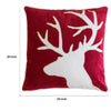 Lopa Square Throw Pillow | Holiday Reindeer Embroidery | Red Velvet 20"