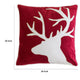 Lopa Square Throw Pillow | Holiday Reindeer Embroidery | Red Velvet 20"