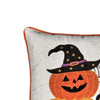Square Throw Pillow | Cat & Pumpkin Stack | Ivory Linen-Like Fabric 20"