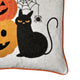 Square Throw Pillow | Cat & Pumpkin Stack | Ivory Linen-Like Fabric 20"