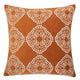 Niva Square Throw Pillow | Damask Embroidery | Burnt Orange Velvet 20"