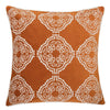 Niva Square Throw Pillow | Damask Embroidery | Burnt Orange Velvet 20"