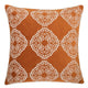 Niva Square Throw Pillow | Damask Embroidery | Burnt Orange Velvet 20"