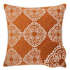 Niva Square Throw Pillow | Damask Embroidery | Burnt Orange Velvet 20"