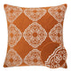 Niva Square Throw Pillow | Damask Embroidery | Burnt Orange Velvet 20"