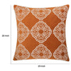 Niva Square Throw Pillow | Damask Embroidery | Burnt Orange Velvet 20"