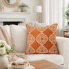 Niva Square Throw Pillow | Damask Embroidery | Burnt Orange Velvet 20"