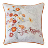 Niva Square Throw Pillow | Thanksgiving Embroidery | Orange Cotton-Blend 20"
