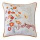 Niva Square Throw Pillow | Thanksgiving Embroidery | Orange Cotton-Blend 20"