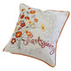 Niva Square Throw Pillow | Thanksgiving Embroidery | Orange Cotton-Blend 20"