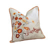 Niva Square Throw Pillow | Thanksgiving Embroidery | Orange Cotton-Blend 20"
