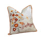 Niva Square Throw Pillow | Thanksgiving Embroidery | Orange Cotton-Blend 20"