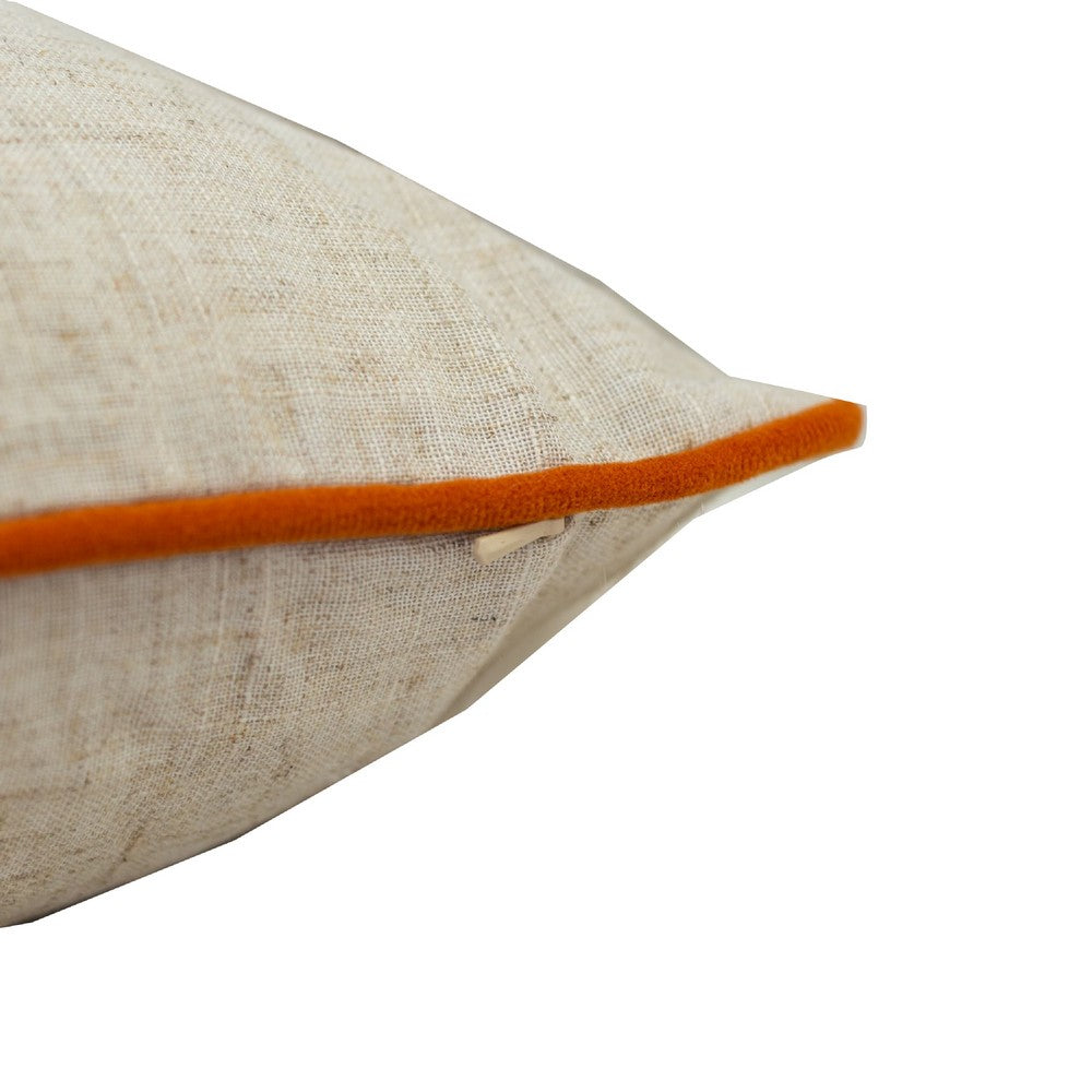 Niva Square Throw Pillow | Thanksgiving Embroidery | Orange Cotton-Blend 20"