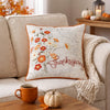 Niva Square Throw Pillow | Thanksgiving Embroidery | Orange Cotton-Blend 20"