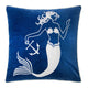 Niva Square Throw Pillow | Embroidered White Mermaid | Blue Velvet | 20"