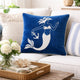 Niva Square Throw Pillow | Embroidered White Mermaid | Blue Velvet | 20"