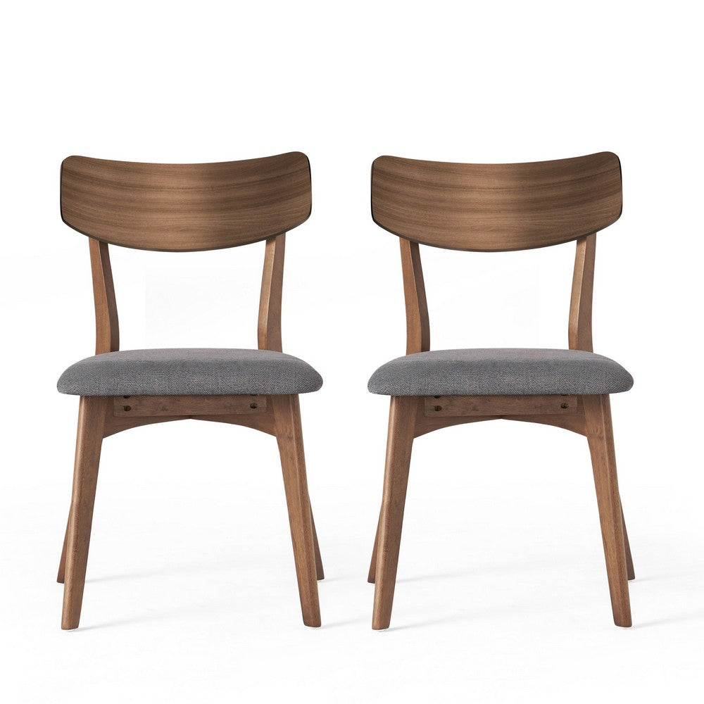 Bety Dining Side Chair Set of 2 | Midcentury Design | Gray Cushion Seat