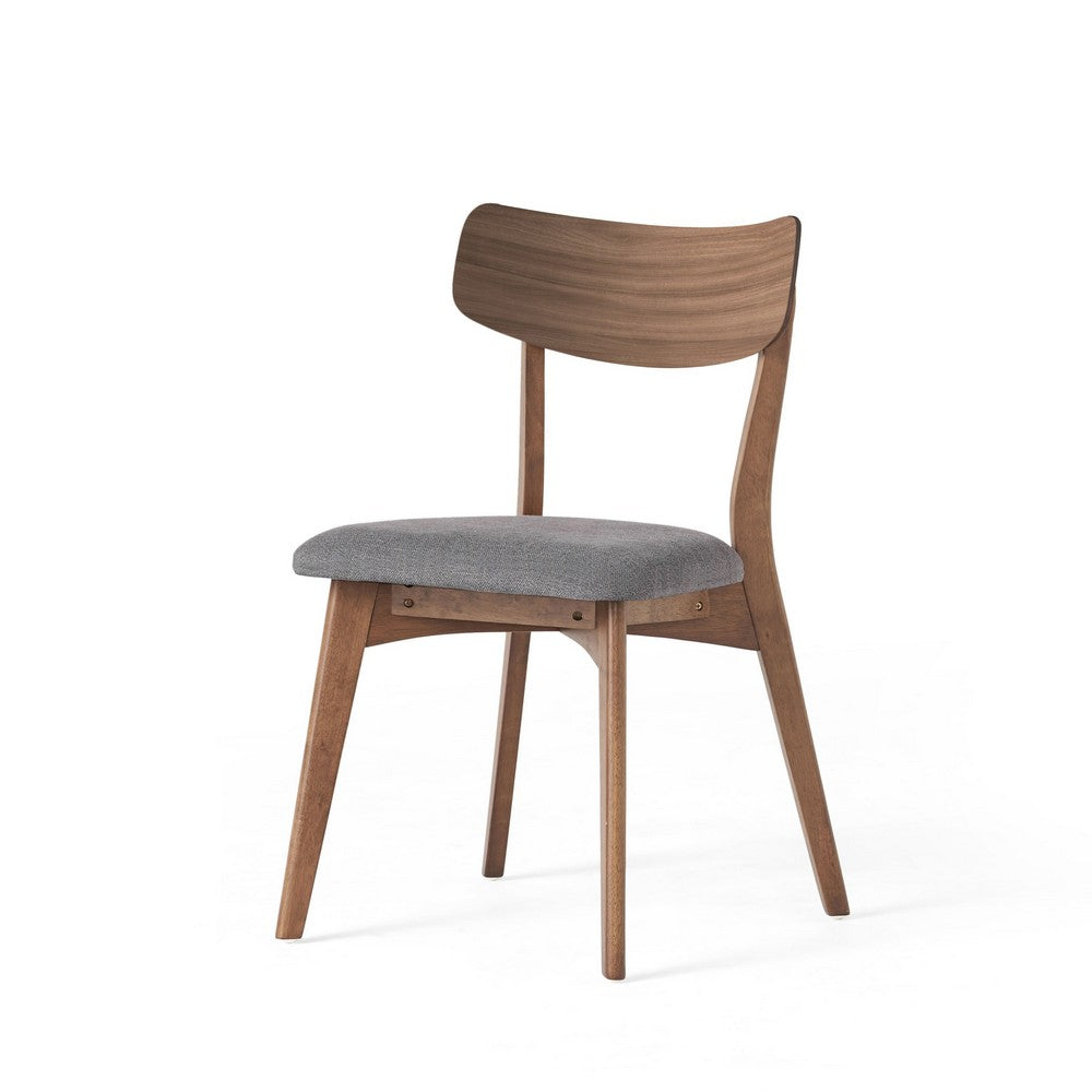 Bety Dining Side Chair Set of 2 | Midcentury Design | Gray Cushion Seat