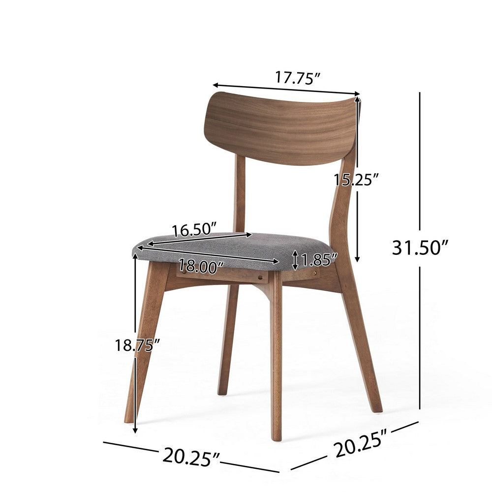 Bety Dining Side Chair Set of 2 | Midcentury Design | Gray Cushion Seat