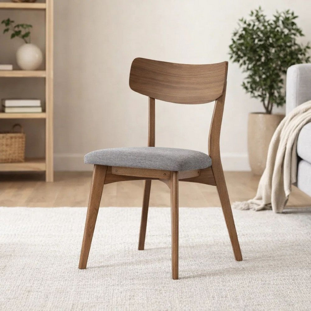 Bety Dining Side Chair Set of 2 | Midcentury Design | Gray Cushion Seat