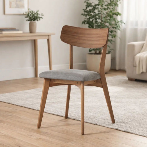 Bety Dining Side Chair Set of 2 | Midcentury Design | Gray Cushion Seat