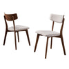 Bety Dining Side Chair Set of 2 | Midcentury Design | Light Beige Fabric