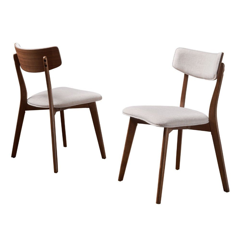 Bety Dining Side Chair Set of 2 | Midcentury Design | Light Beige Fabric